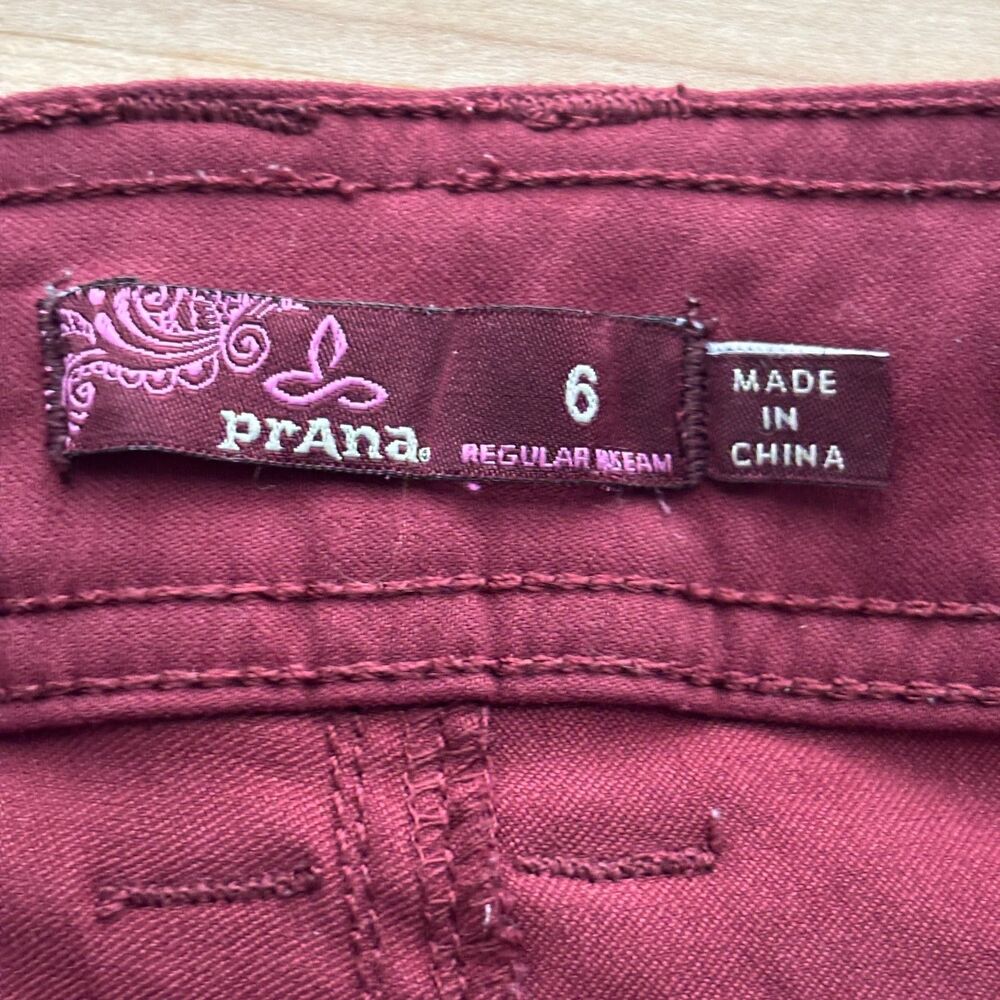 prAna Women Pants Hella Hiking Roll Up Outdoor Gorpcore Burgundy Size 6 P138 - Picture 9 of 11